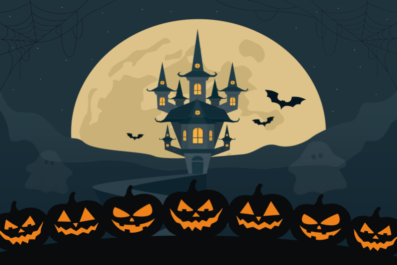 Halloween dækkeserviet med forladt slot scene - TenStickers