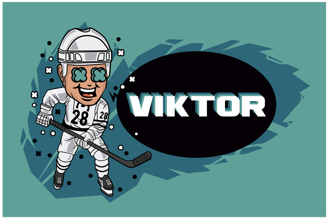 Dækkeserviet børn tegneserie hockeyspiller - TenStickers