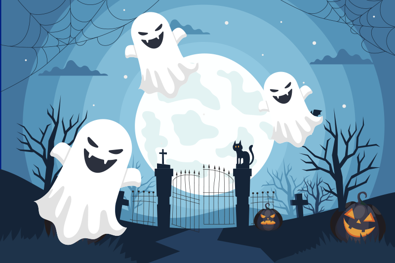 Skræmmende spøgelser halloween dækkeservietter - TenStickers