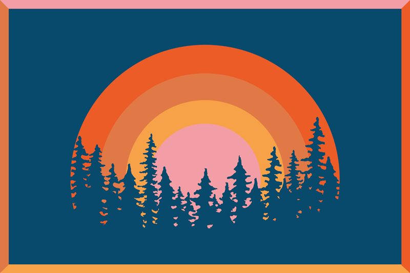 Original dækkeserviet med levende regnbuelandskab - TenStickers