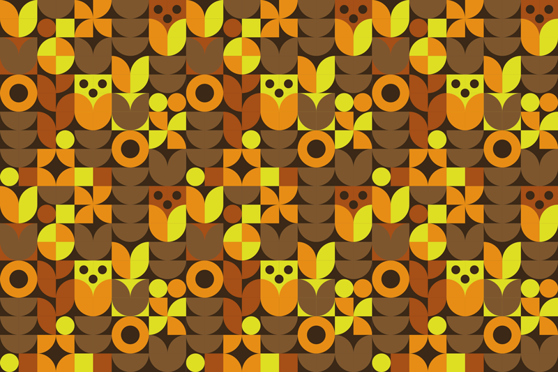 Abstrakte 70'ers vinyl dækkeservietter - TenStickers