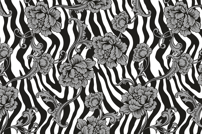 Stribet print og dekorative blomsterplader - TenStickers