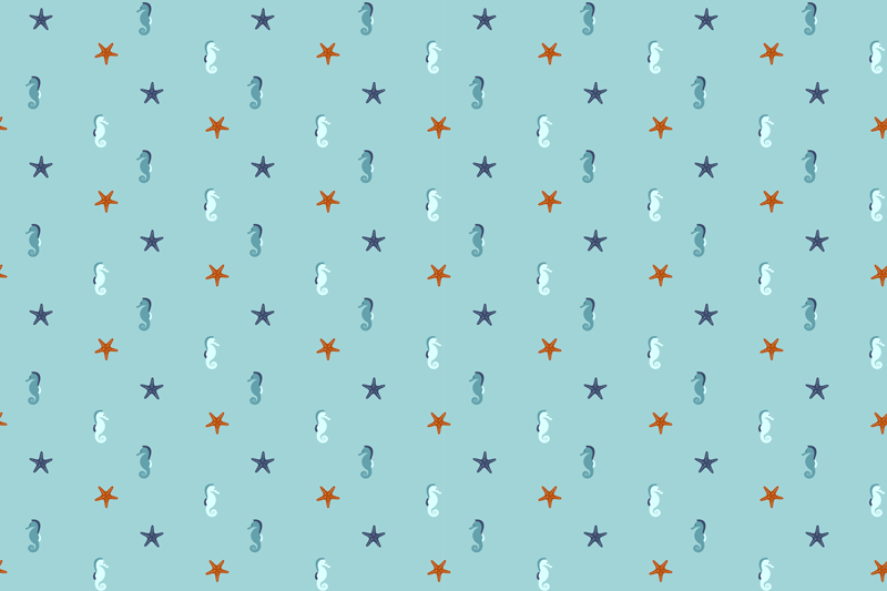 Original dækkeserviet med søhest og stjernefisk mønster - TenStickers