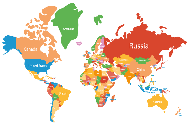 Farverige verdenskort originale dækkeservietter - TenStickers