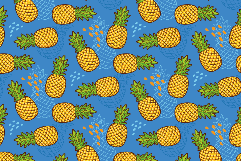 Ananas på blå baggrund original dækkeservietter - TenStickers