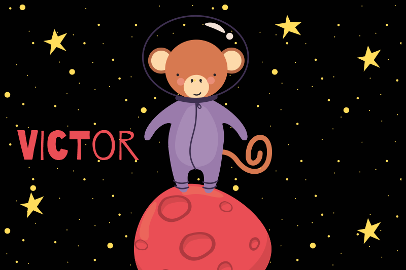 Dækkeserviet børn monkey astronaut eventyr - TenStickers