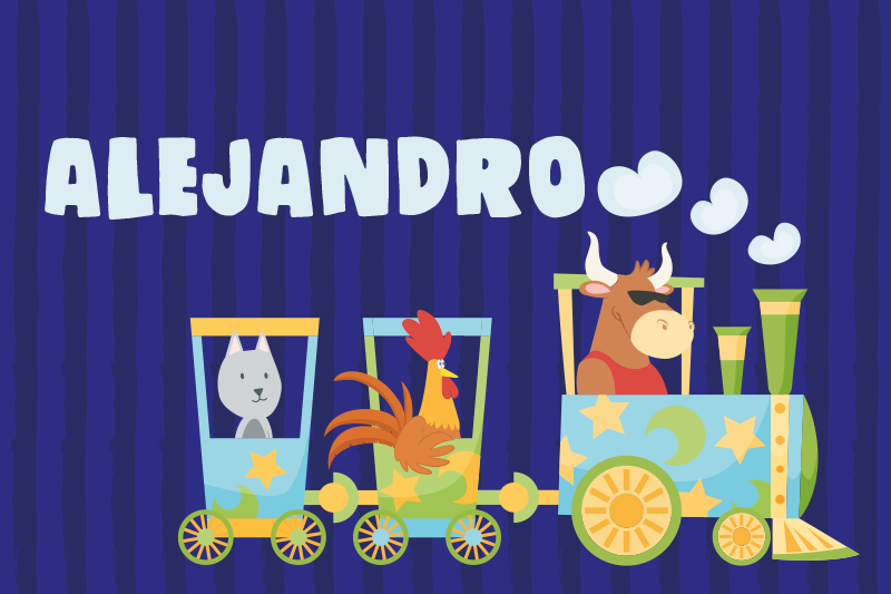 Dækkeserviet børn farverige togdyr - TenStickers