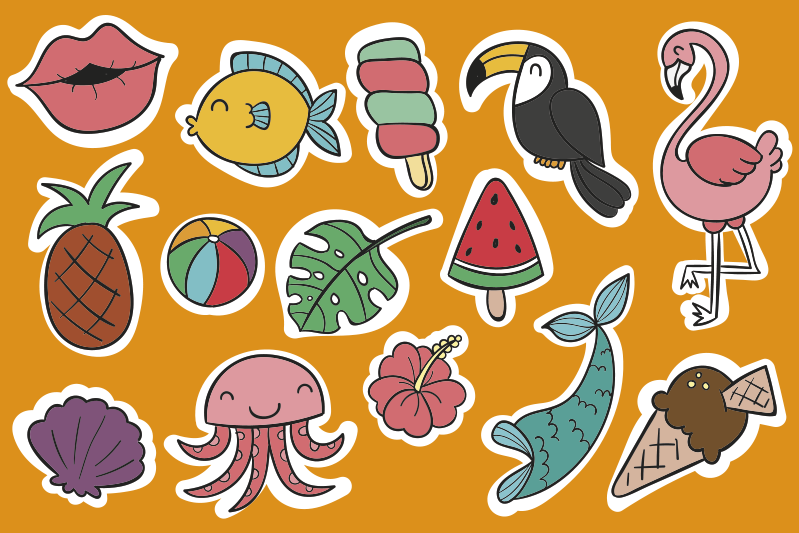 Sommer mad og dyr børn dækkeservietter - TenStickers