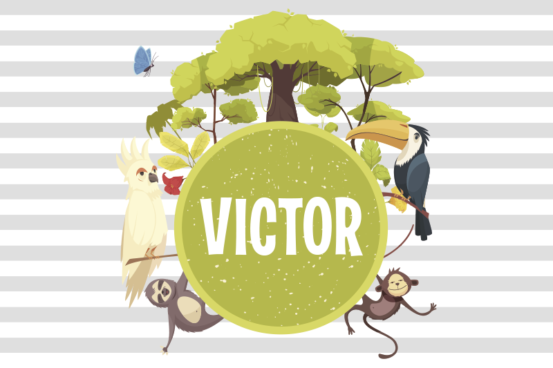 Jungle dyr med navn personlige dækkeservietter - TenStickers