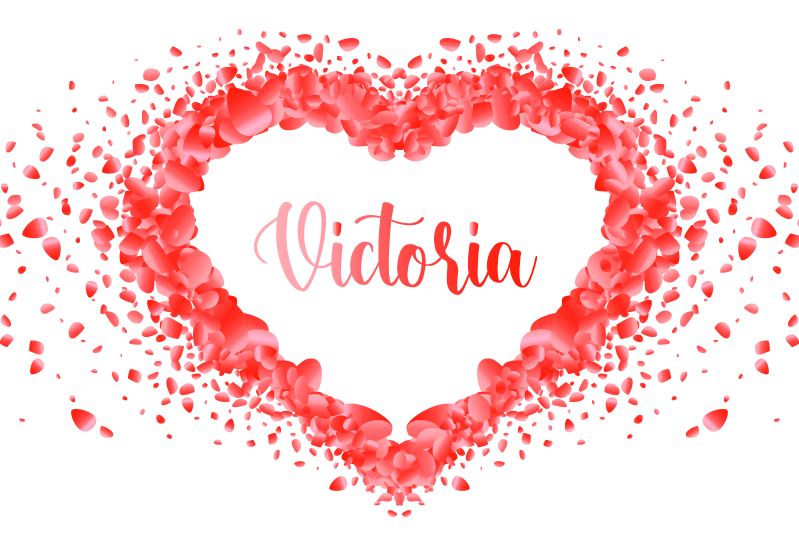 Kronblade, der danner hjerte med navne dækkeservietter - TenStickers