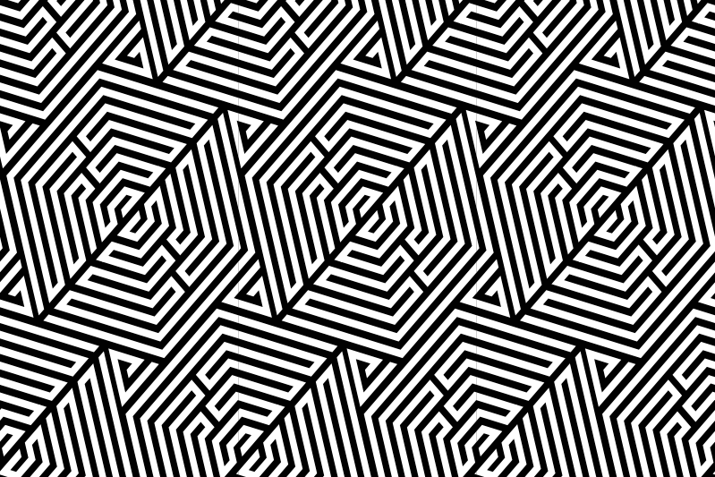 Moderne dækkeserviet geometrisk sort mønster - TenStickers