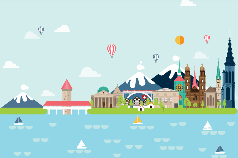 Original dækkeserviet farverig byscene - TenStickers