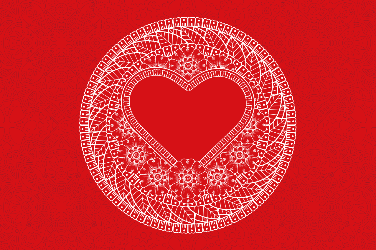 Tekst dækkeserviet med hjerte mønster - TenStickers