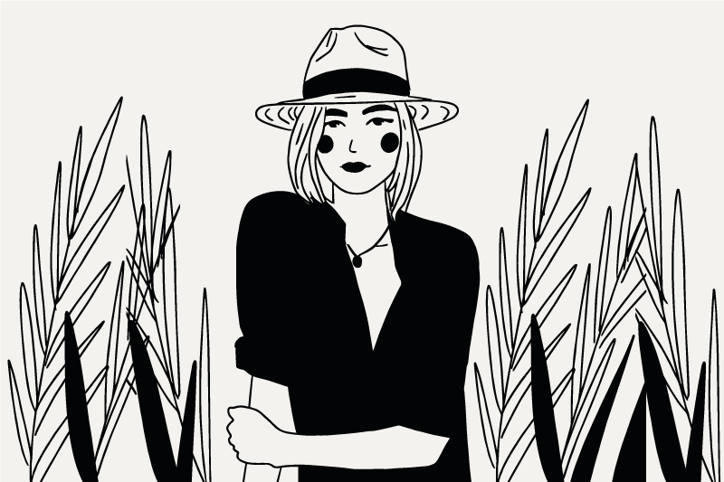 Original dækkeserviet med stilfuld kvinde illustration - TenStickers