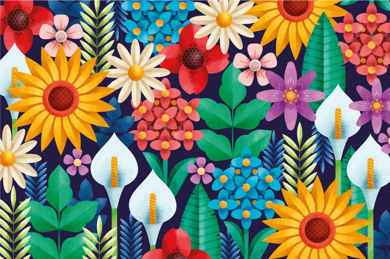 Original dækkeserviet med livlige blomsterarrangementer - TenStickers