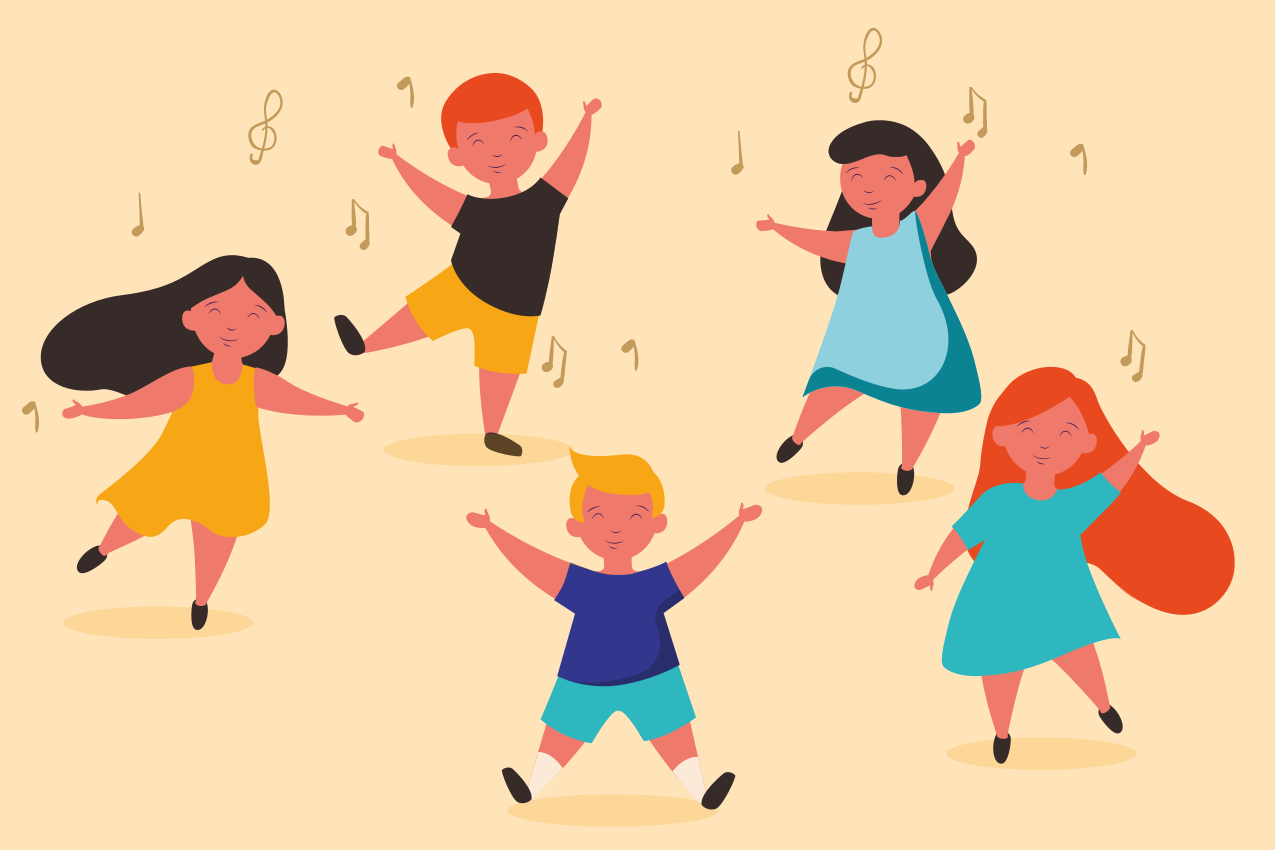 Børn, der danser hjemme dækkeservietter - TenStickers