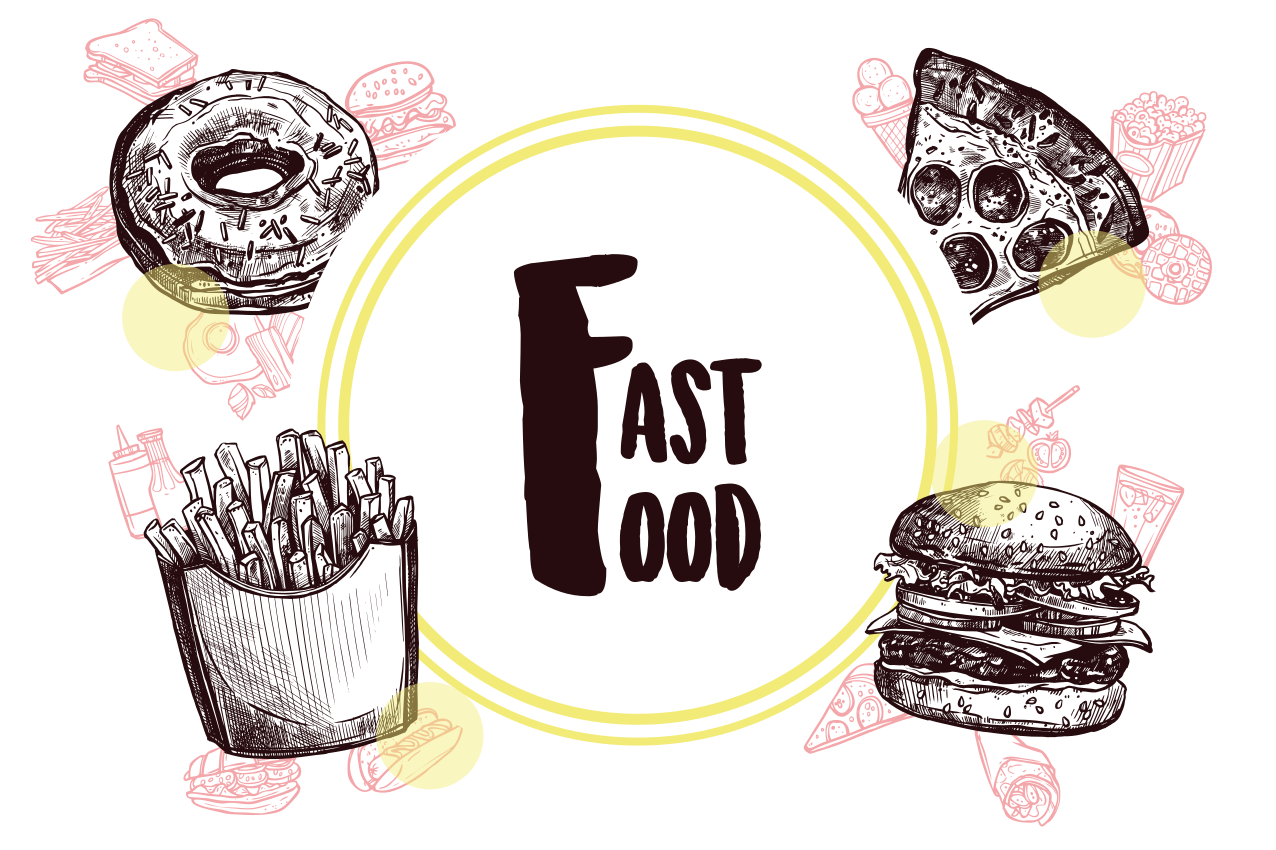 Original dækkeserviet fast food illustrationer - TenStickers