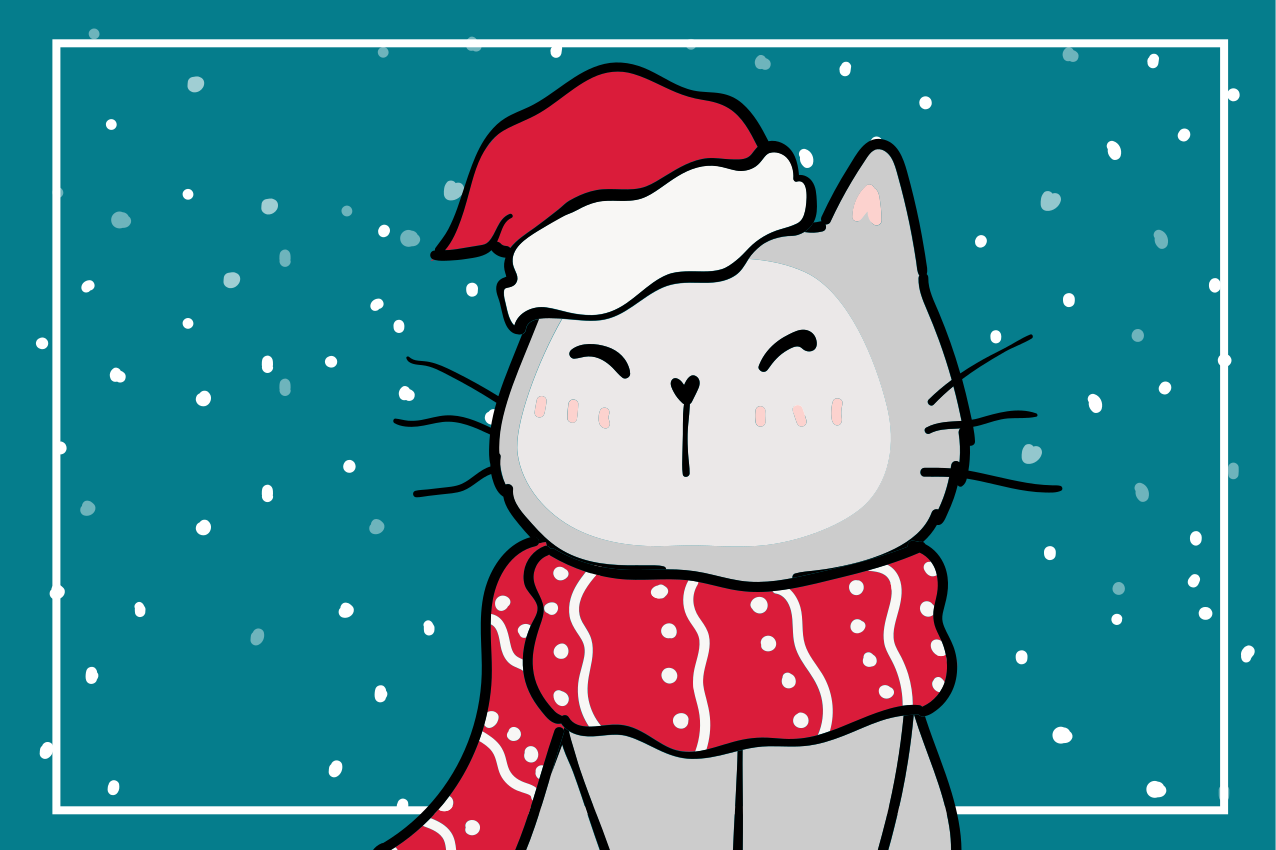 Sjov kat jul design jul dækkeservietter - TenStickers