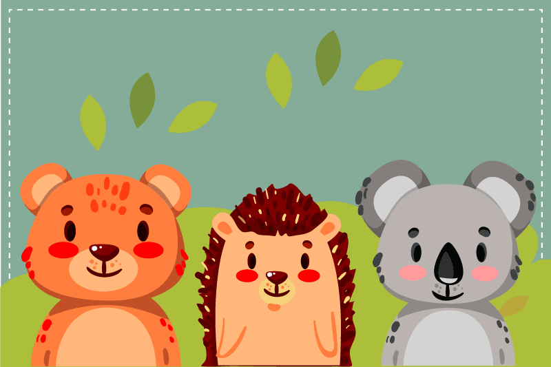 Flade vilde dyr indsamling børn dækkeservietter - TenStickers