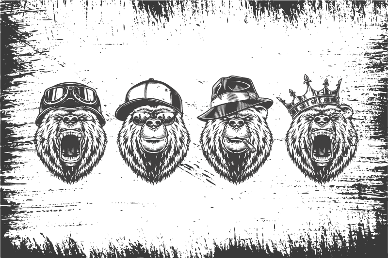 Vintage logo stil bjørn restaurant dækkeservietter - TenStickers