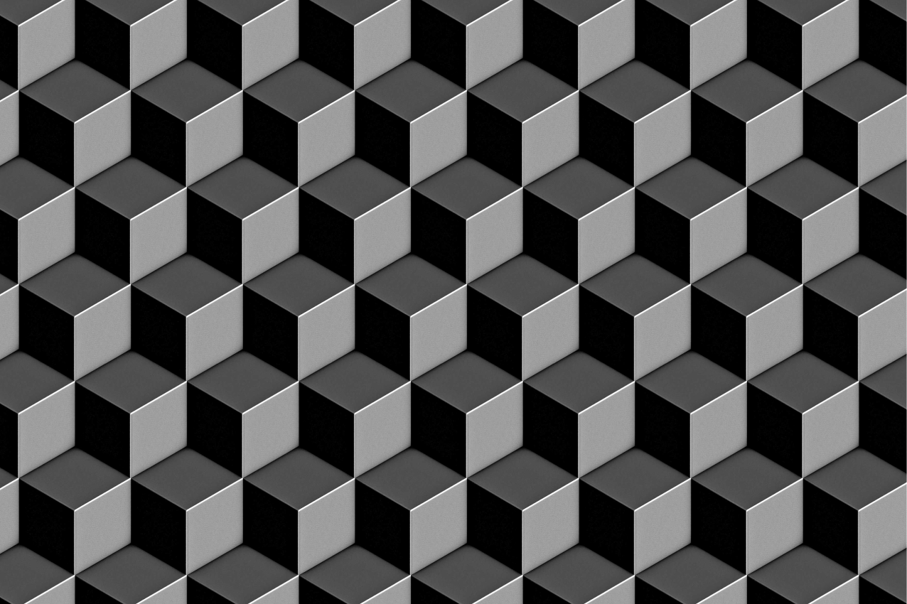 Grå 3d firkanter moderne dækkeservietter - TenStickers