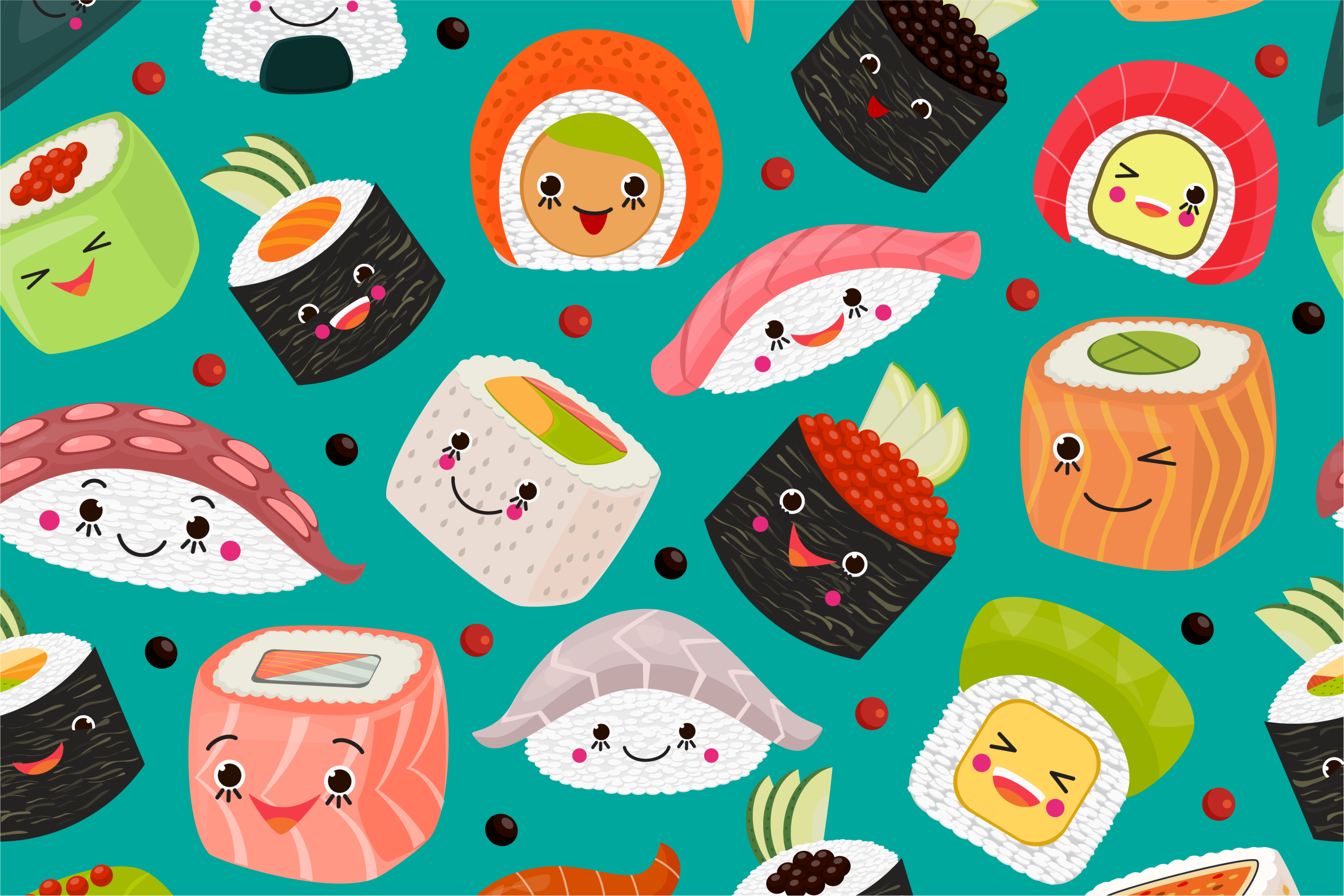 Dækkeserviet børn søde sushi figurer - TenStickers