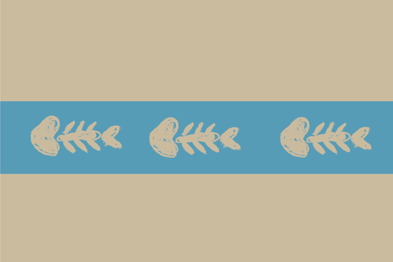 Brune og blå fiskeskelet vinylplademåtter - TenStickers