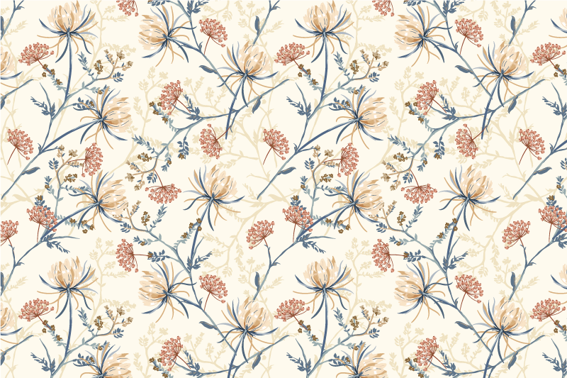 Vintage blomster sæt moderne dækkeservietter - TenStickers