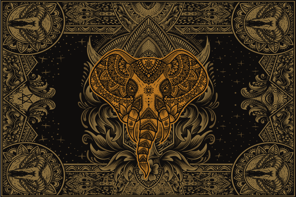 Original dækkeserviet med detaljeret elefantmotiv - TenStickers