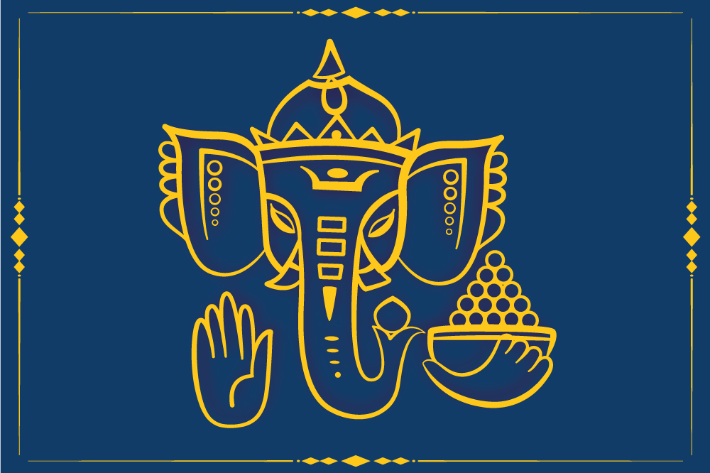 Original dækkeserviet med traditionelt ganesha motiv - TenStickers