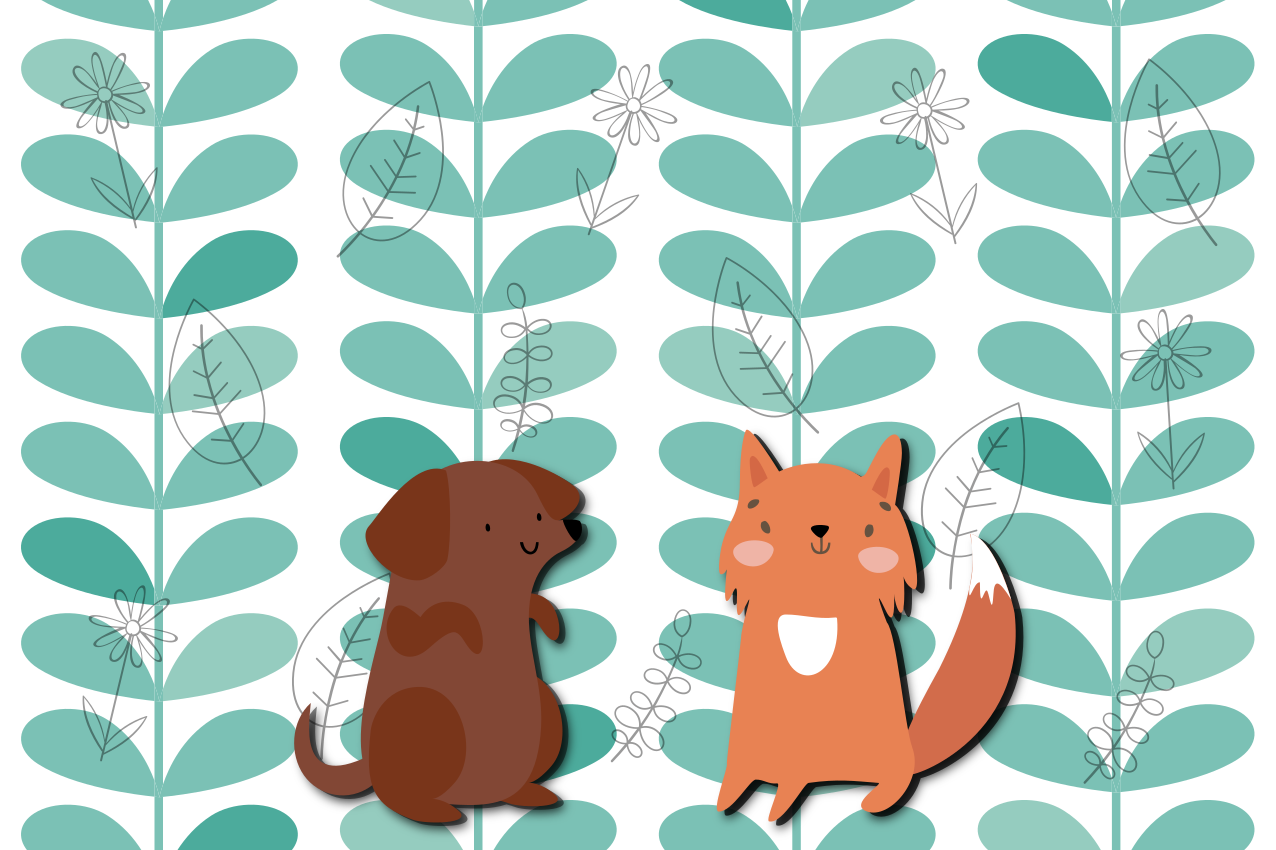 Ræv og hund bedste venner børn dækkeservietter - TenStickers