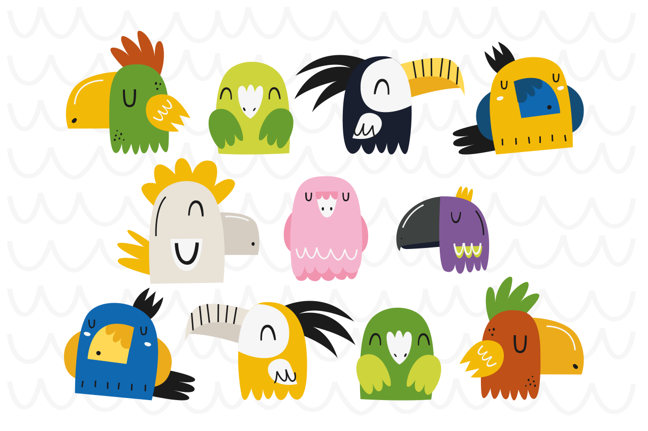 Dækkeserviet børn farverige fuglehovedet - TenStickers