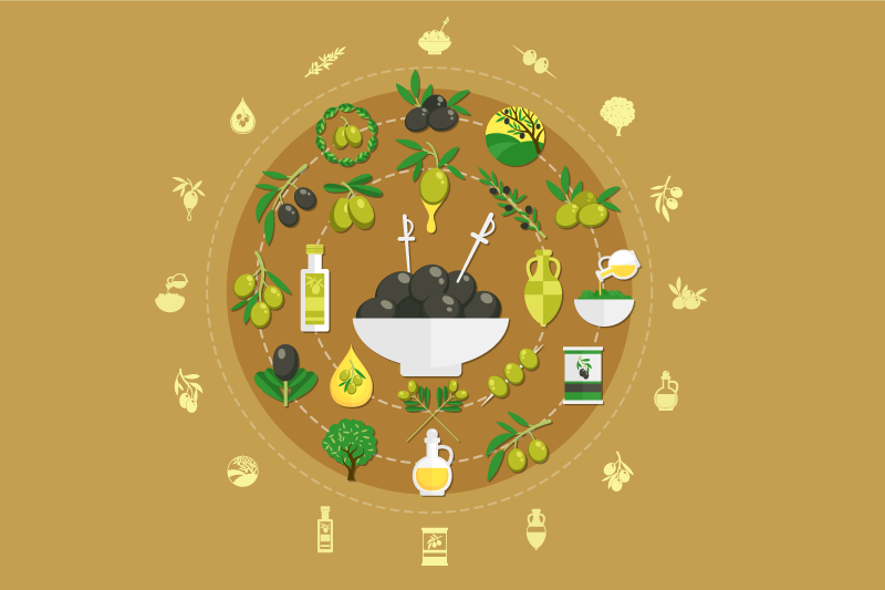 Original dækkeserviet oliven skål arrangement - TenStickers