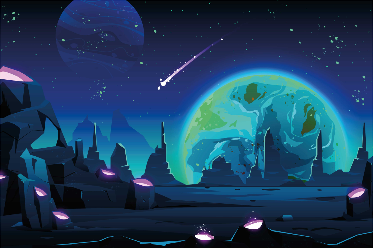 Moderne dækkeserviet kosmisk landskabsscene - TenStickers