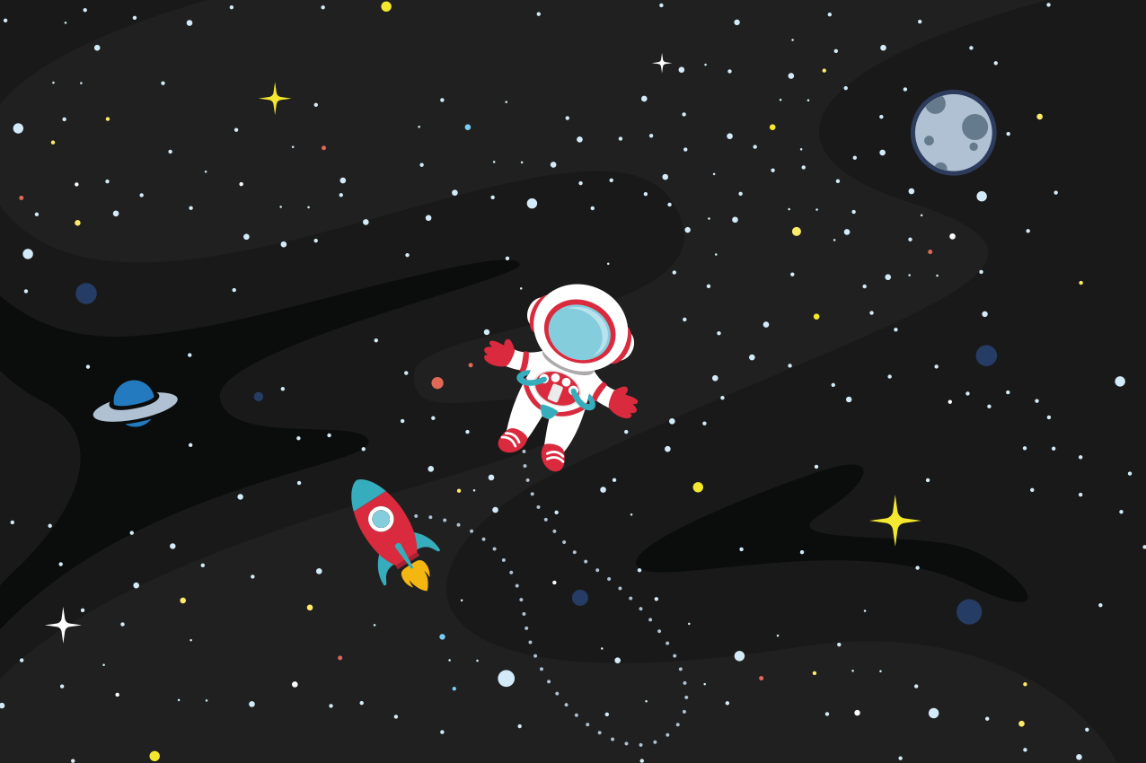 Dækkeserviet børn astronaut og raket - TenStickers