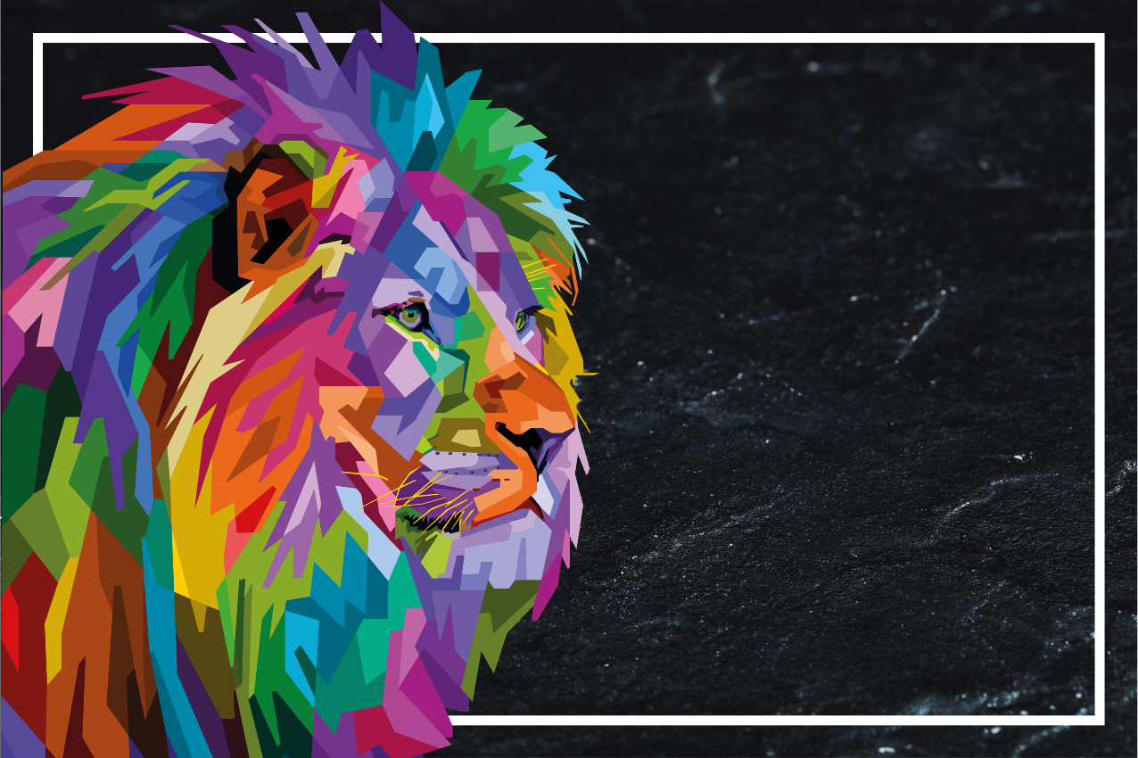 Original dækkeserviet farverig løveansigt - TenStickers