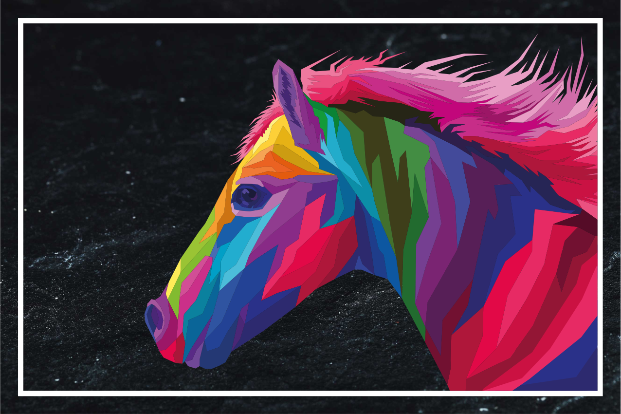 Abstrakte farverige hest vinyl dækkeservietter - TenStickers