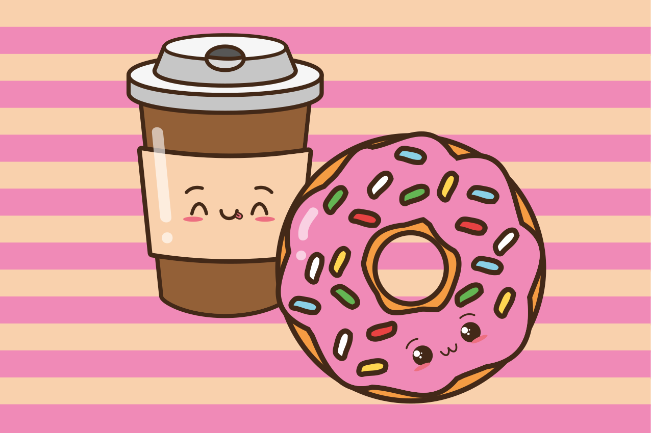 Pink donut og kaffe originale dækkeservietter - TenStickers