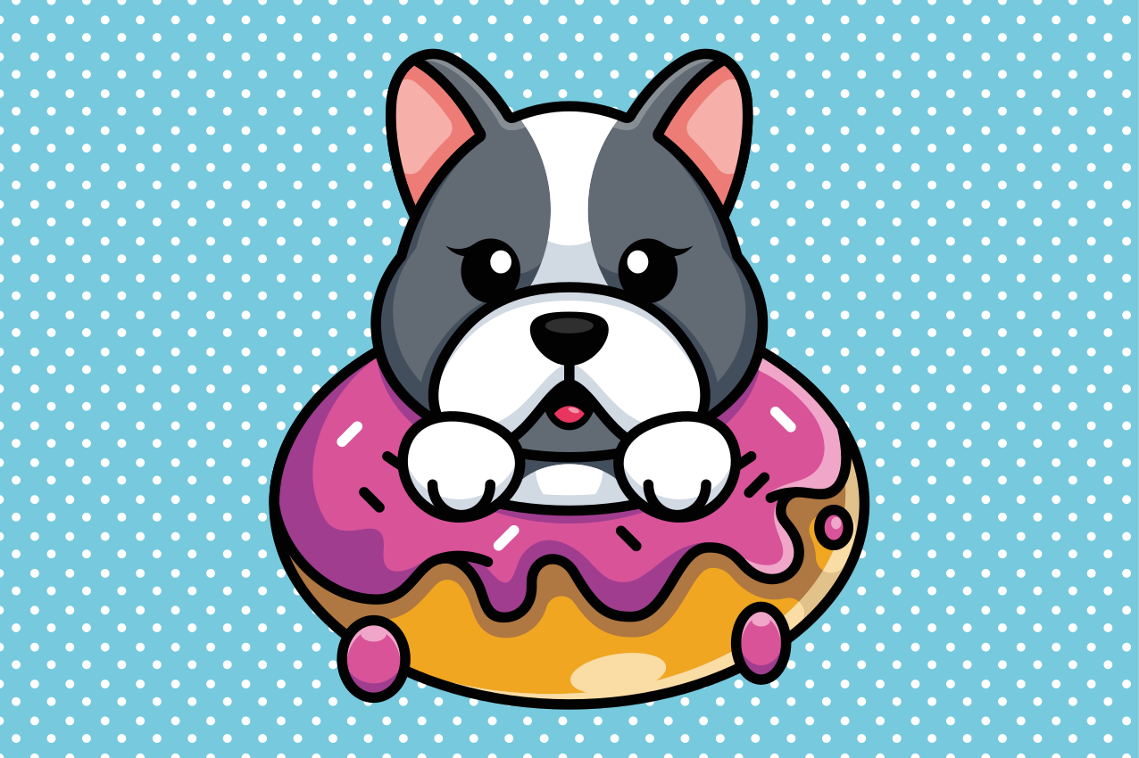 Sød hund inde i en doughnut originale dækkeservietter - TenStickers