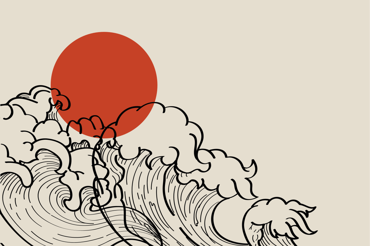 Japan bølge ocean illustration vinyl dækkeservietter - TenStickers