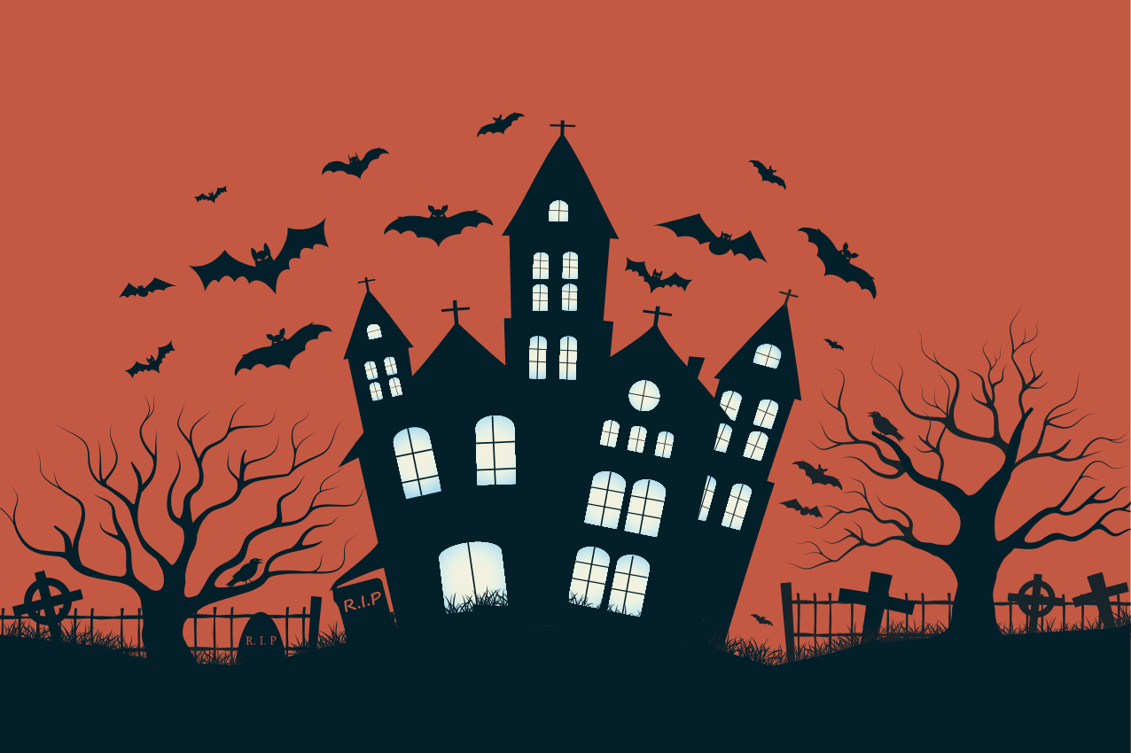 Stjerneklar slot flyvende flagermus halloween dækkeservietter - TenStickers