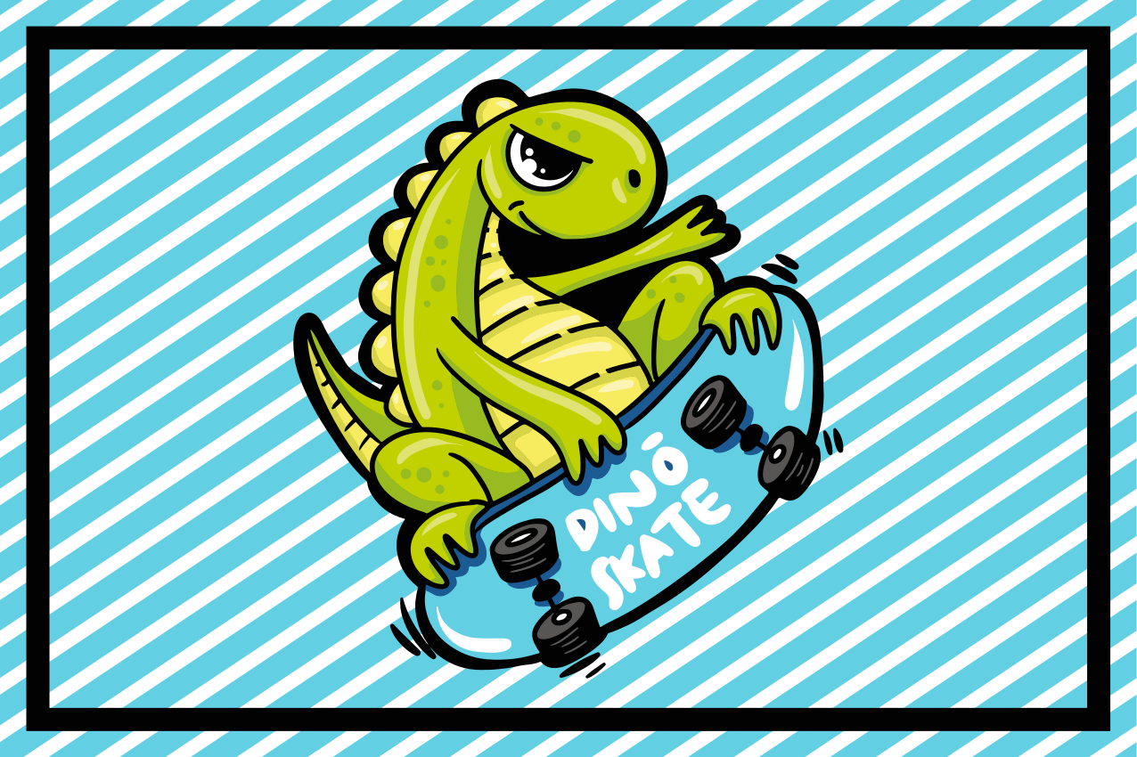 Dækkeserviet børn dino skateboard eventyr - TenStickers