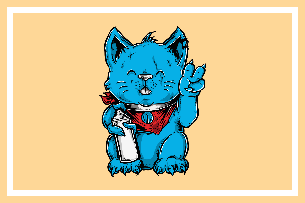 Dækkeserviet børn glad blå kat - TenStickers