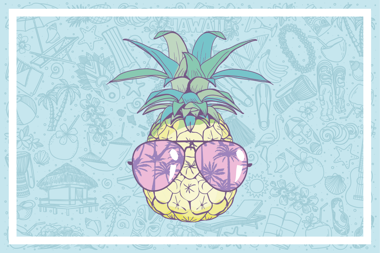 Hawaiiansk ananas tegneserie originale dækkeservietter - TenStickers