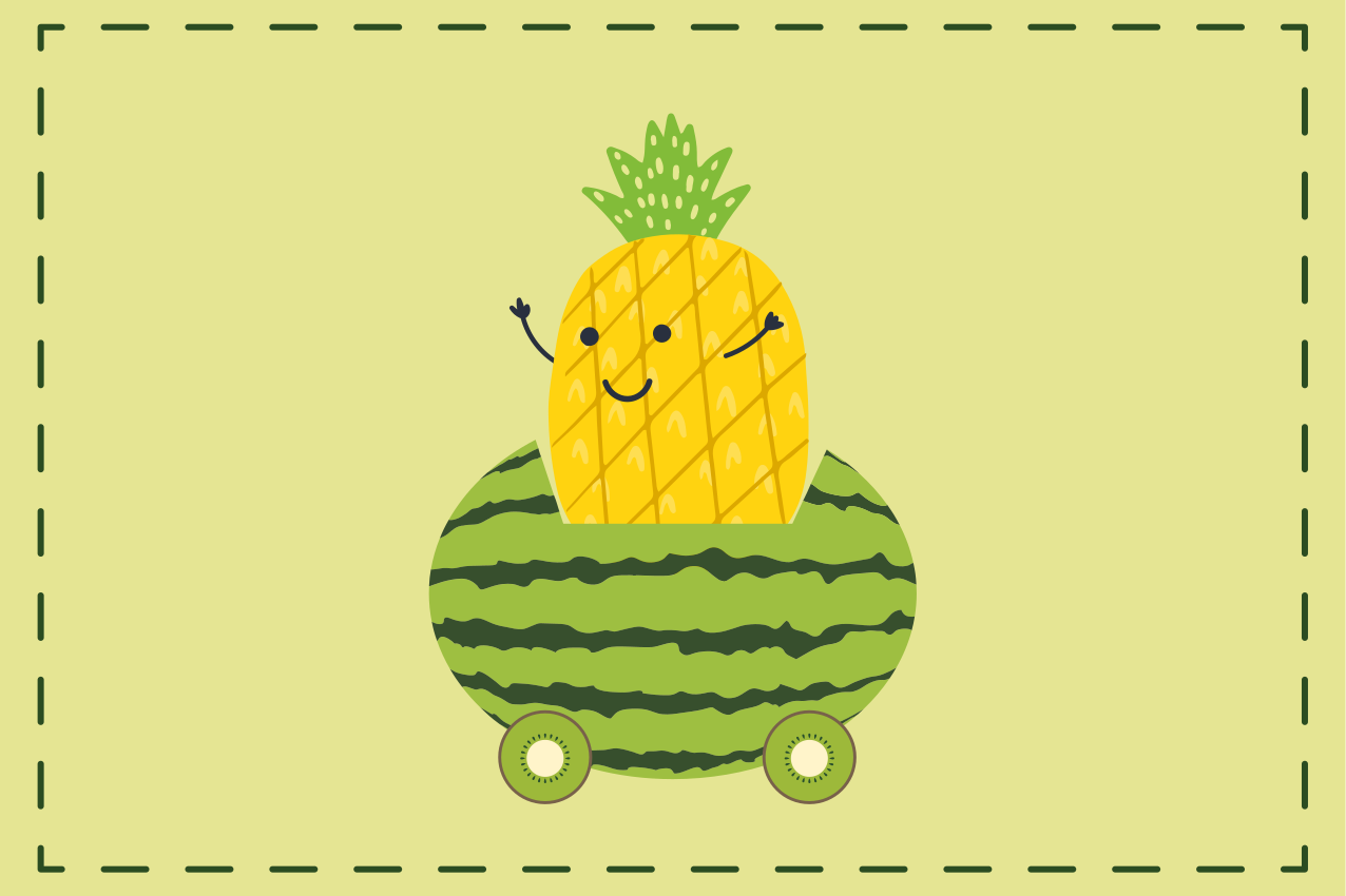 Ananas i en vandmelon børn dækkeservietter - TenStickers