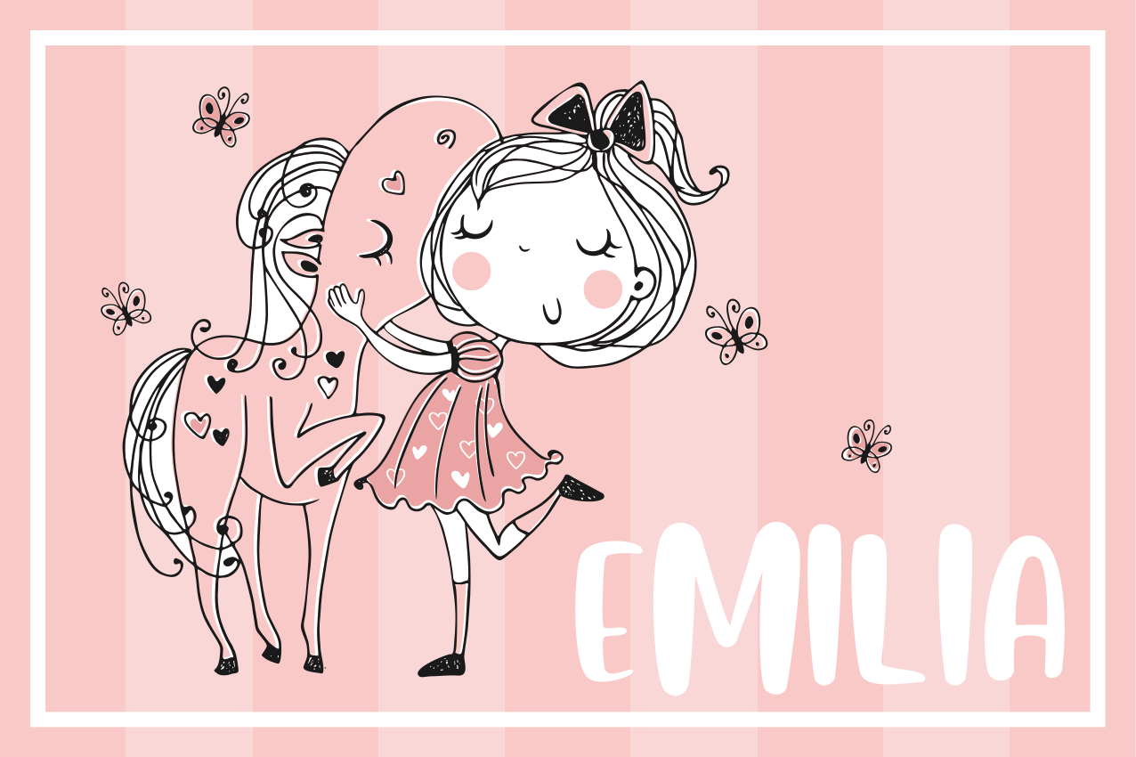 Dækkeserviet børn charmerende pige hest - TenStickers