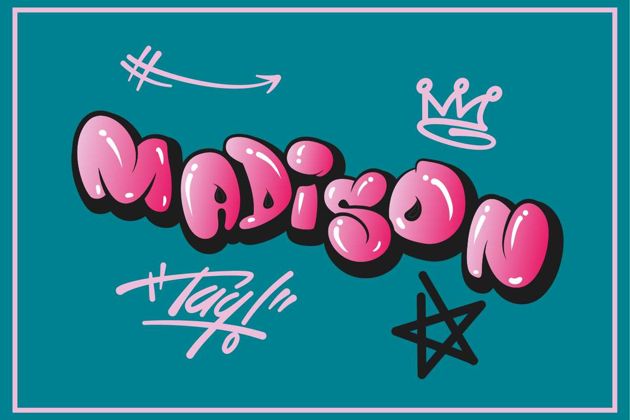 Lyserøde seje graffiti dækkeservietter med bogstaver - TenStickers