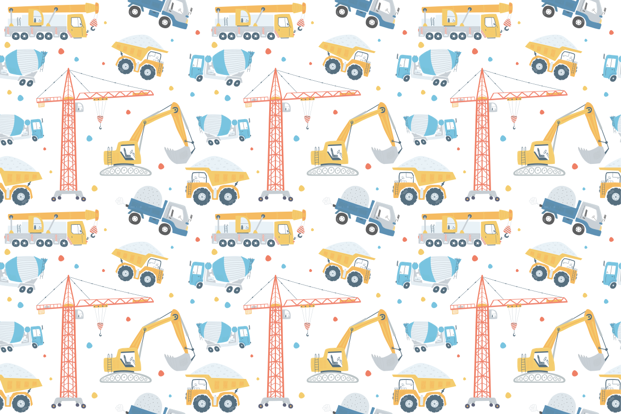 Dækkeservietter til byggekøretøjer i pastelfarve - TenStickers