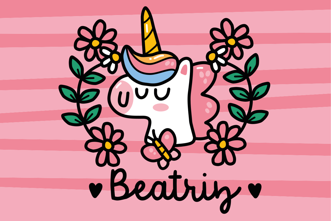 Dækkeserviet børn med eventyrlig enhjørning og blomster - TenStickers