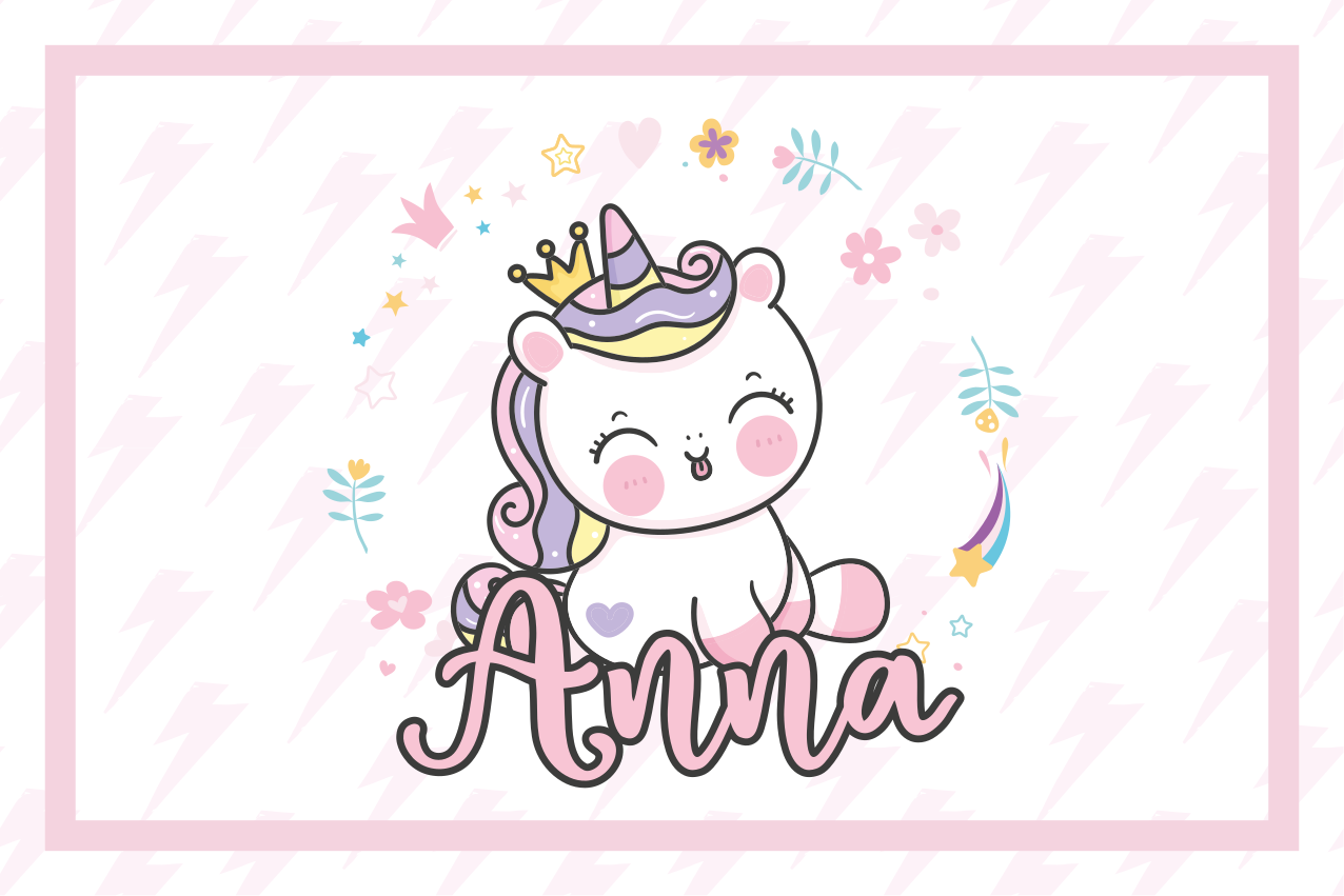 Dækkeserviet børn med sød enhjørning illustration - TenStickers